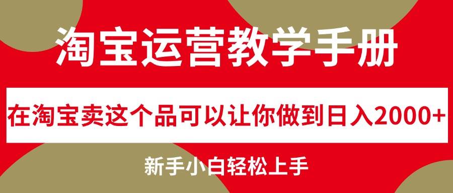 淘宝运营教学手册，在淘宝卖这个品可以让你做到日入2000+，新手小白轻…时点搞钱-网创项目资源站-副业项目-创业项目-搞钱项目时点搞钱
