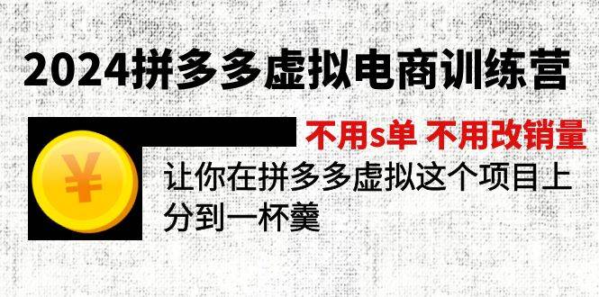 2024拼多多虚拟电商训练营 不s单 不改销量  做虚拟项目分一杯羹(更新10节)时点搞钱-网创项目资源站-副业项目-创业项目-搞钱项目时点搞钱