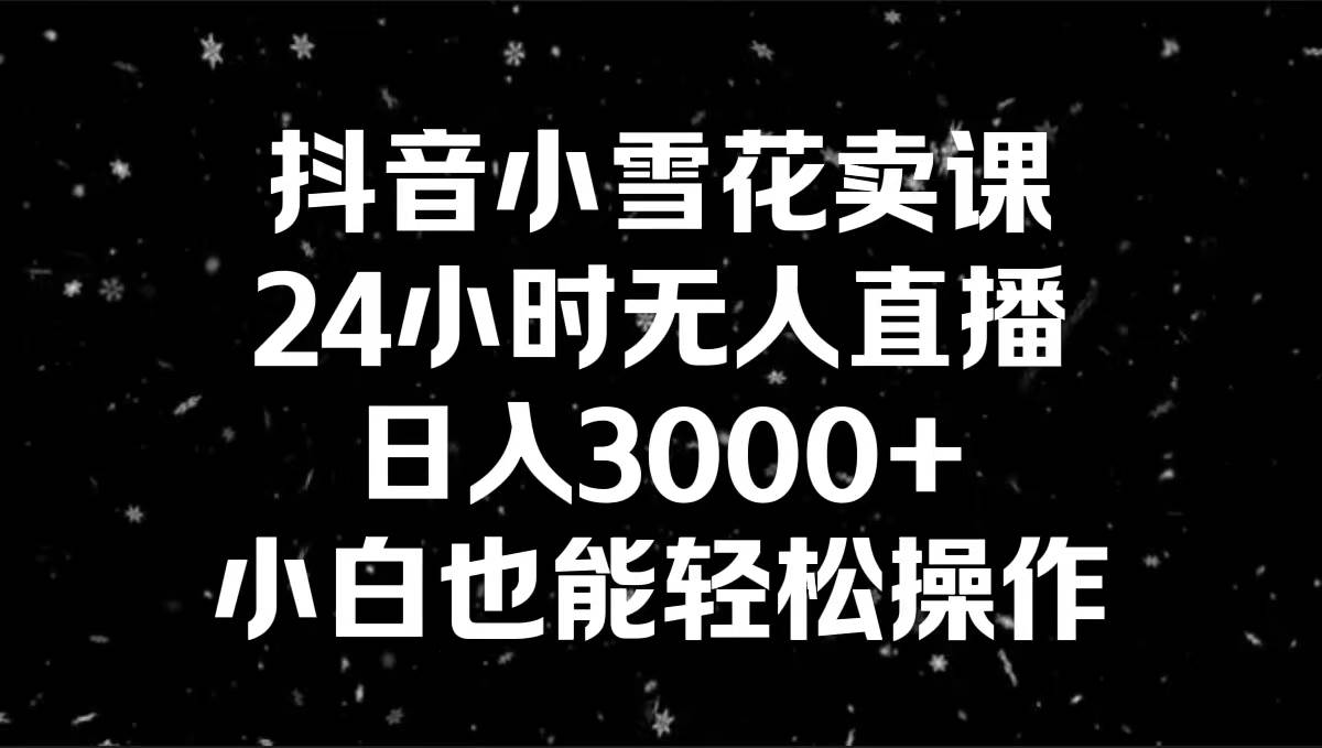抖音小雪花卖课，24小时无人直播，日入3000+，小白也能轻松操作时点搞钱-网创项目资源站-副业项目-创业项目-搞钱项目时点搞钱