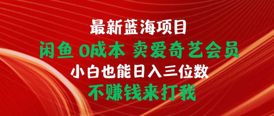 最新蓝海项目 闲鱼0成本 卖爱奇艺会员 小白也能入三位数 不赚钱来打我时点搞钱-网创项目资源站-副业项目-创业项目-搞钱项目时点搞钱