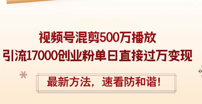 精华帖视频号混剪500万播放引流17000创业粉，单日直接过万变现，最新方…时点搞钱-网创项目资源站-副业项目-创业项目-搞钱项目时点搞钱