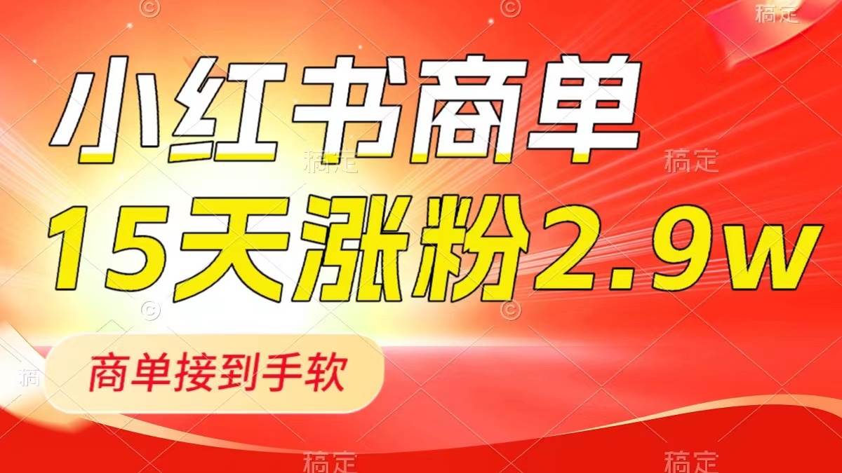 小红书商单最新玩法，新号15天2.9w粉，商单接到手软，1分钟一篇笔记时点搞钱-网创项目资源站-副业项目-创业项目-搞钱项目时点搞钱