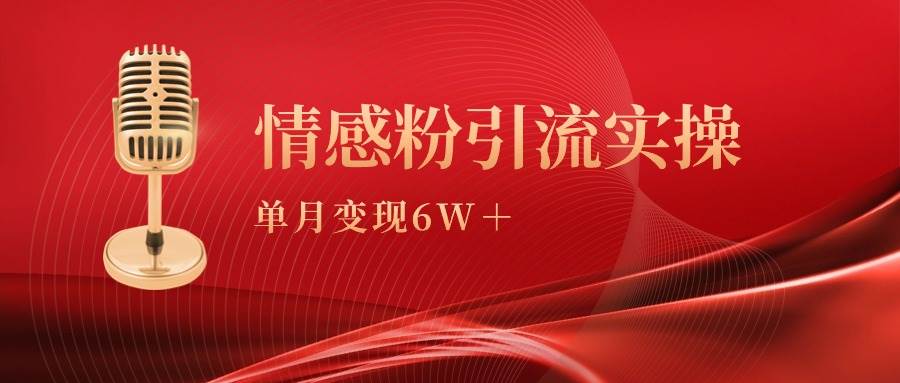 单月变现6w+，情感粉引流变现实操课时点搞钱-网创项目资源站-副业项目-创业项目-搞钱项目时点搞钱