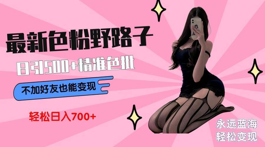 最新色粉变现野路子，日引500+老色批 可不加好友直接变现 小白轻松日入700+时点搞钱-网创项目资源站-副业项目-创业项目-搞钱项目时点搞钱