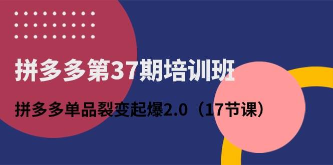 拼多多第37期培训班：拼多多单品裂变起爆2.0（17节课）时点搞钱-网创项目资源站-副业项目-创业项目-搞钱项目时点搞钱