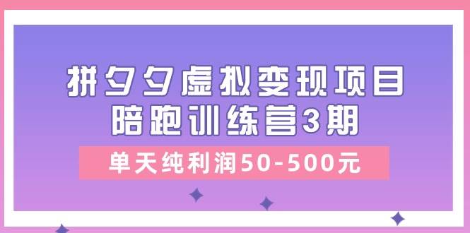 某收费培训《拼夕夕虚拟变现项目陪跑训练营3期》单天纯利润50-500元时点搞钱-网创项目资源站-副业项目-创业项目-搞钱项目时点搞钱
