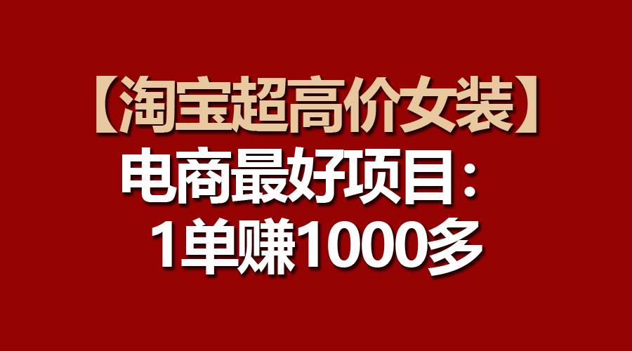 【淘宝超高价女装】电商最好项目：一单赚1000多时点搞钱-网创项目资源站-副业项目-创业项目-搞钱项目时点搞钱