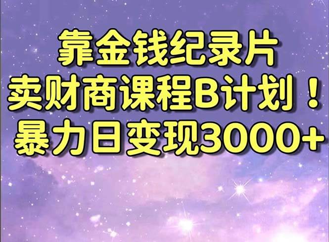 靠金钱纪录片卖财商课程B计划！暴力日变现3000+，喂饭式干货教程！时点搞钱-网创项目资源站-副业项目-创业项目-搞钱项目时点搞钱