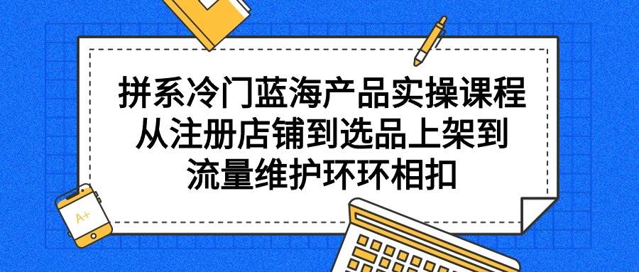 拼系冷门蓝海产品实操课程，从注册店铺到选品上架到流量维护环环相扣时点搞钱-网创项目资源站-副业项目-创业项目-搞钱项目时点搞钱