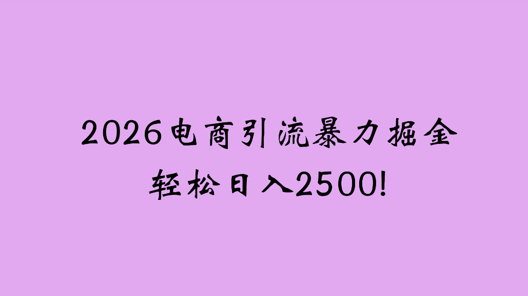 2026电商引流新玩法，日引200，日可入2500+时点搞钱-网创项目资源站-副业项目-创业项目-搞钱项目时点搞钱
