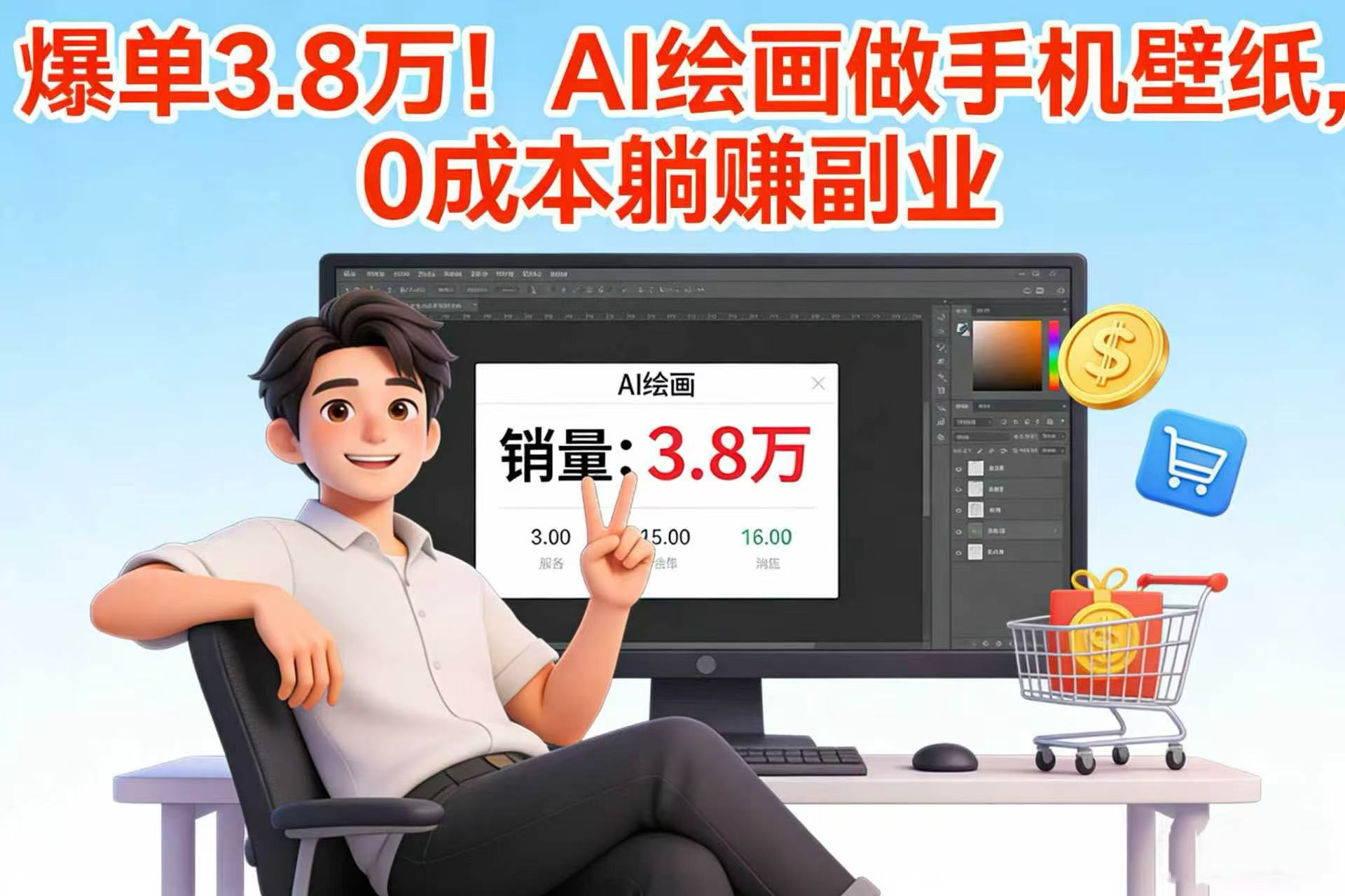 爆单 3.8 万！AI 绘画做手机壁纸，0 成本躺赚副业时点搞钱-网创项目资源站-副业项目-创业项目-搞钱项目时点搞钱