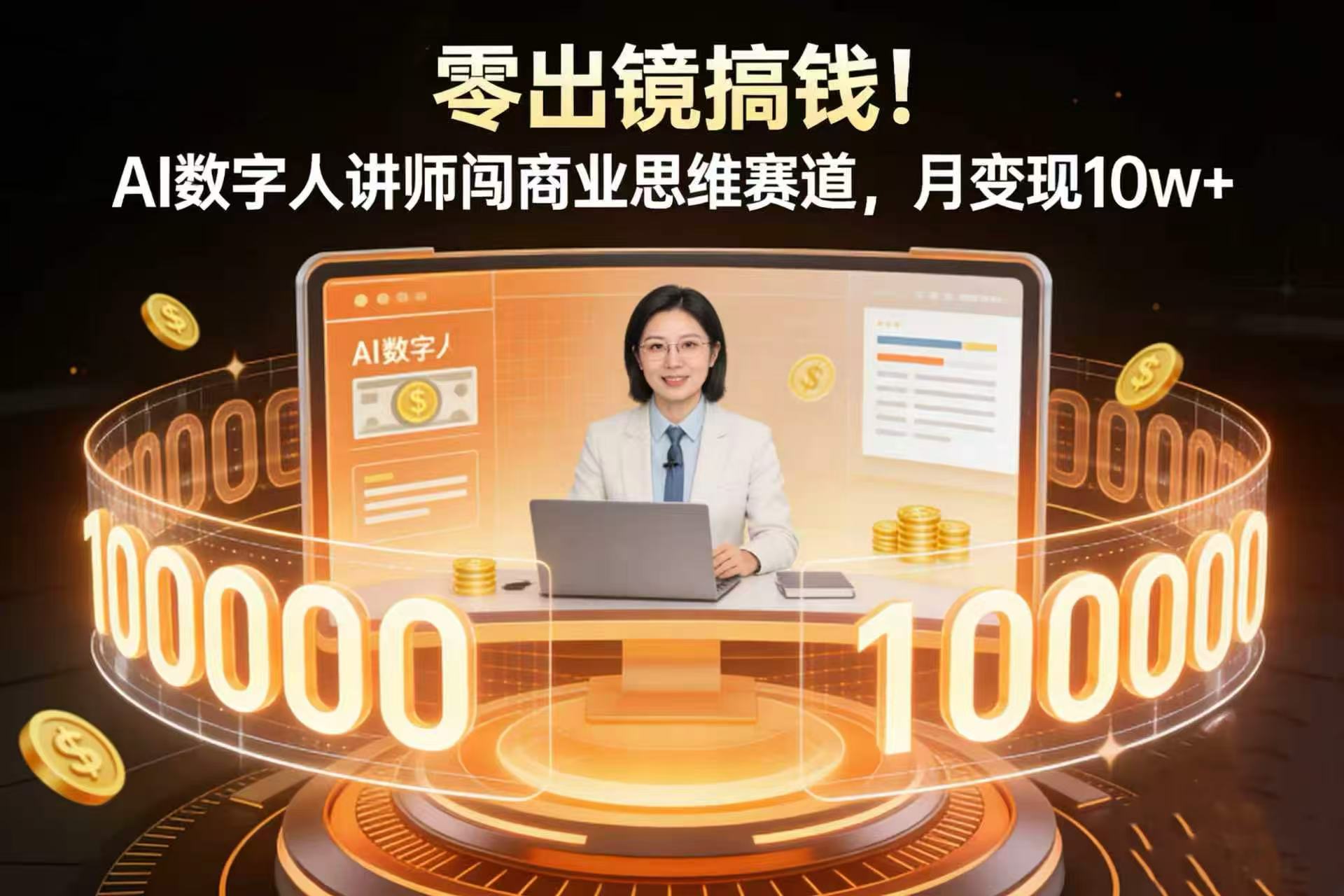 零出镜搞钱！AI 数字人讲师闯商业思维赛道，月变现 10w+时点搞钱-网创项目资源站-副业项目-创业项目-搞钱项目时点搞钱