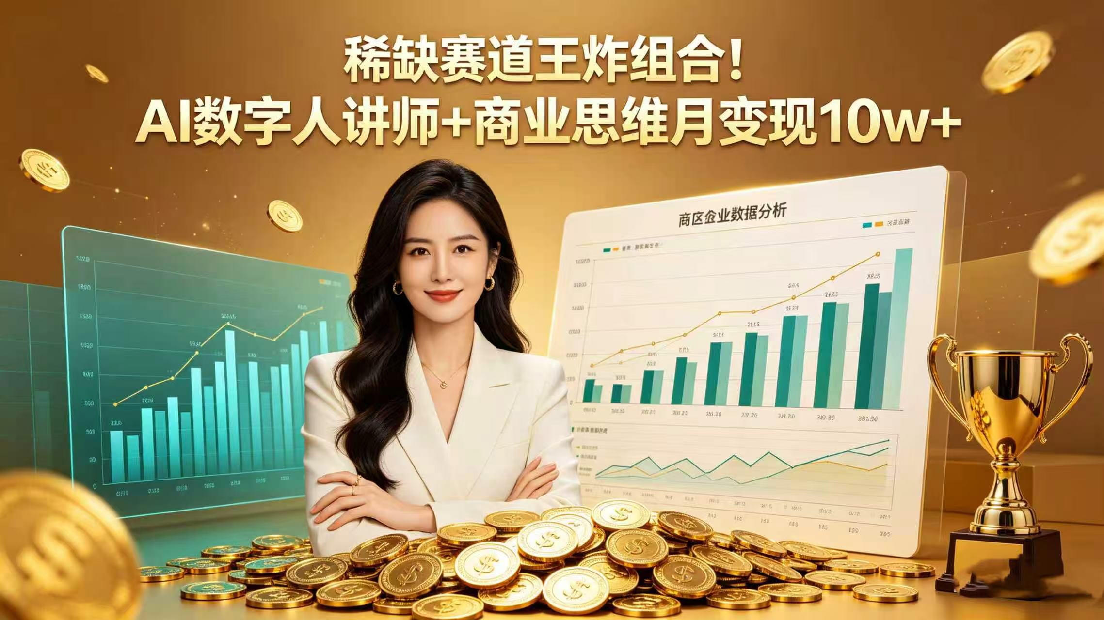 稀缺赛道王炸组合！AI 数字人讲师 + 商业思维 月变现 10w+时点搞钱-网创项目资源站-副业项目-创业项目-搞钱项目时点搞钱