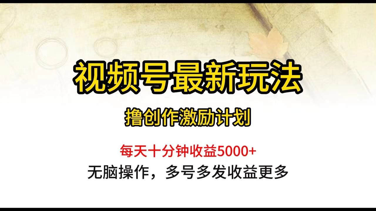 视频号最新玩法，每日一小时月入5000+时点搞钱-网创项目资源站-副业项目-创业项目-搞钱项目时点搞钱