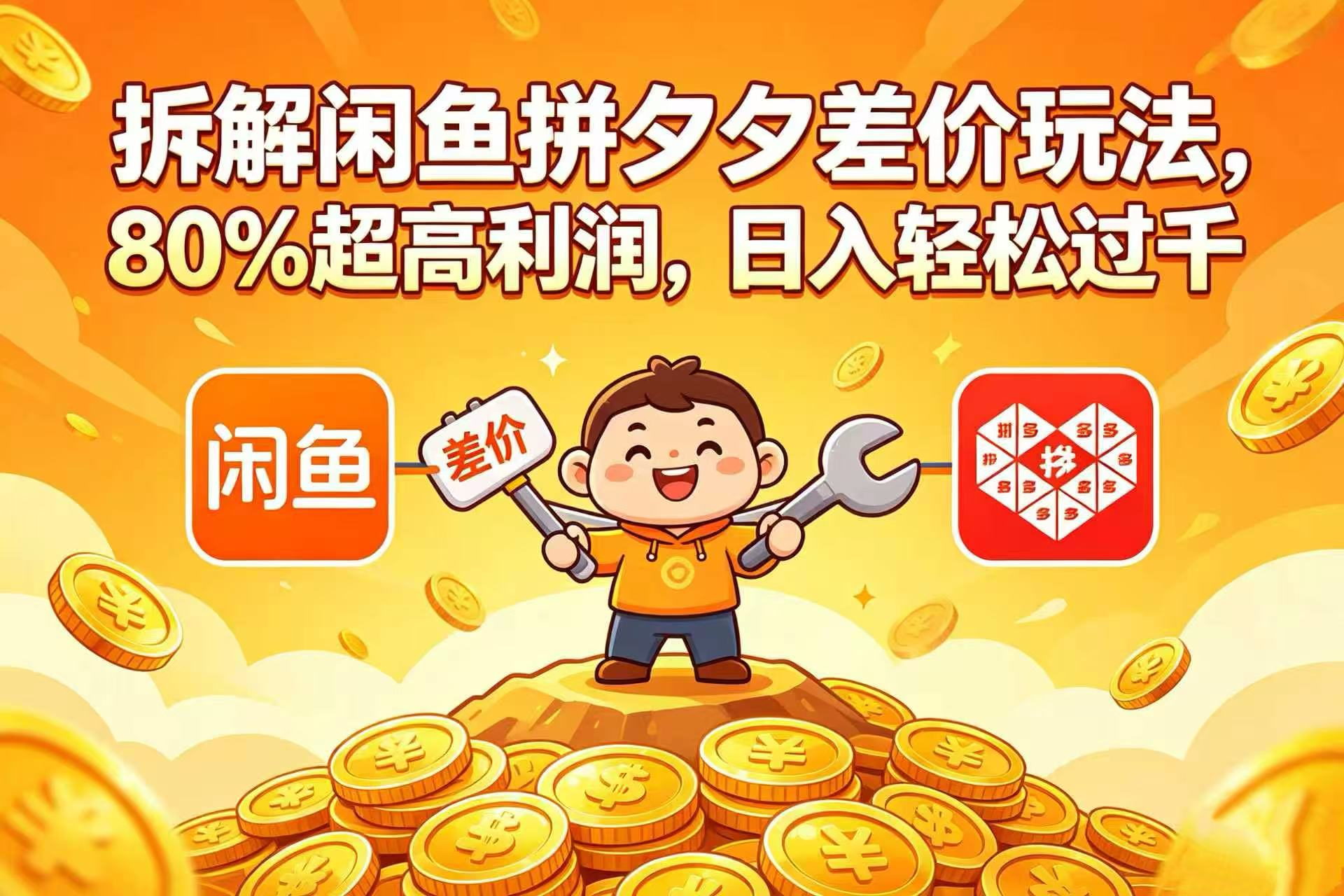 拆解闲鱼拼夕夕差价玩法,80% 超高利润,日入轻松过千时点搞钱-网创项目资源站-副业项目-创业项目-搞钱项目时点搞钱